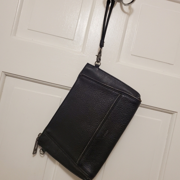 Botkier Black Pebble Grain Leather Clutch/Crossbody, Versatile - Picture 3 of 7